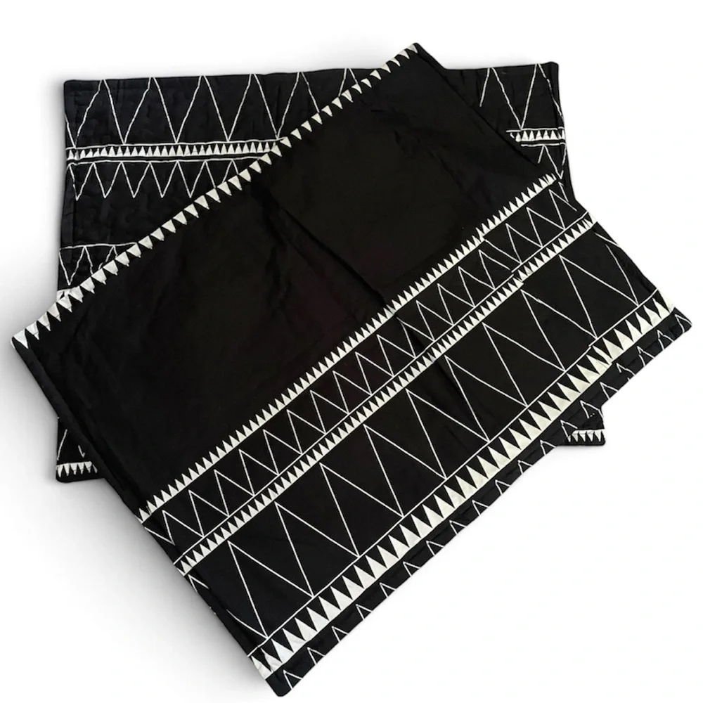 Andency Boho Tribal black and white quilted pillow shams set of two geometric